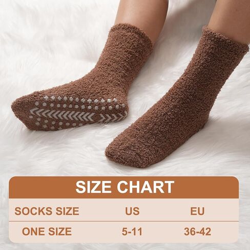 جوارب مضادة للانزلاق للنساء كهدايا، شباشب شتوية دافئة مع مقابض جورب نوم مريح ومنفوش في المستشفى in Kuwait