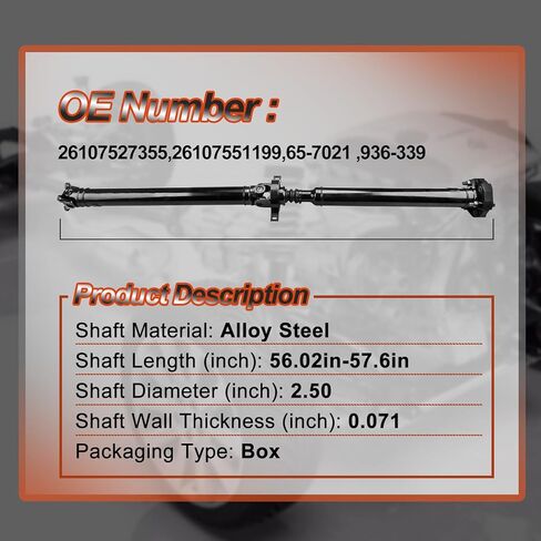 936-339 مجموعة عمود محرك عمود الدفع الخلفي الكامل [ناقل حركة أوتوماتيكي] متوافق مع BMW E90 325i 2006، 328i 2007-2013، استبدل OE 26107551199، 26107527355 in Saudi Arabia