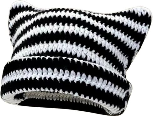 Crochet Hats for Women Cat Ear Beanie Y2K Beanies Vintage Grunge Accessories Slouchy Beanies for Travel Daily Wear in Saudi Arabia