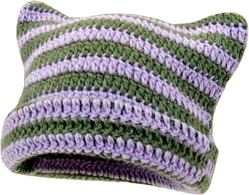 Crochet Hats for Women Cat Ear Beanie Y2K Beanies Vintage Grunge Accessories Slouchy Beanies for Travel Daily Wear in Saudi Arabia