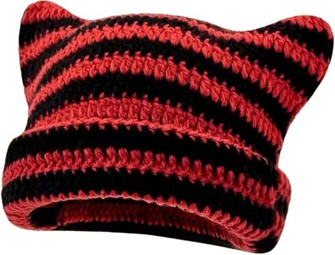 Crochet Hats for Women Cat Ear Beanie Y2K Beanies Vintage Grunge Accessories Slouchy Beanies for Travel Daily Wear in Saudi Arabia
