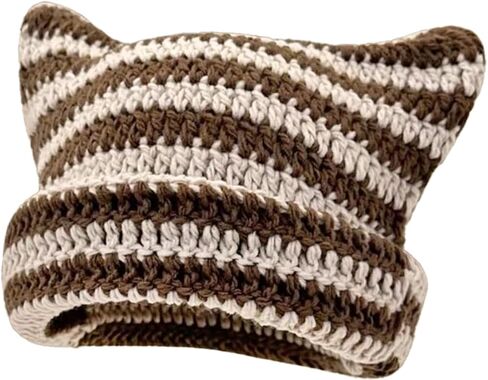 Crochet Hats for Women Cat Ear Beanie Y2K Beanies Vintage Grunge Accessories Slouchy Beanies for Travel Daily Wear in Saudi Arabia