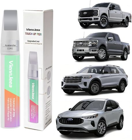 طلاء طلاء السيارة من الجيل الثالث لسيارة Ford (Star White Metallic Tri-Coat(AZ)) طقم إصلاح خدوش طلاء السيارة طرف القلم وفرشاة إصلاح الخدوش 2 في 1 مع أدوات تطبيقها وأوراق الإصلاح in Kuwait