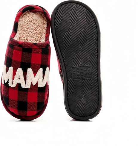Mama Papa Bear Buffalo Plaid Slippers Cozy Fleece Lined Checkered House Shoes Warm Indoor Winter Slippers Matching Family Couple Home Bedroom Comfy Soft Memory Foam Anti Slip Design in Saudi Arabia