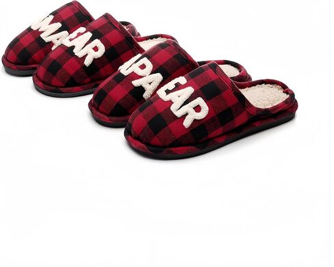 Mama Papa Bear Buffalo Plaid Slippers Cozy Fleece Lined Checkered House Shoes Warm Indoor Winter Slippers Matching Family Couple Home Bedroom Comfy Soft Memory Foam Anti Slip Design in Saudi Arabia