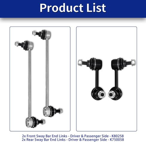 Sway Bar Link K750058 K750289، مثبت أمامي خلفي Sway Bar End Link Kits متوافق مع دودج كاليبر جيب كومباس باتريوت 2007 2008 2009 2011-4 قطع in Saudi Arabia