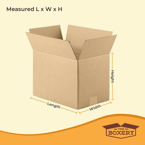 The Boxery 12"x8"x6" Kraft Shipping Boxes (25-Pack) | Durable Corrugated Cardboard for Mailing, Packing & Moving – Eco-Friendly & Recyclable – Made in USA in Kuwait