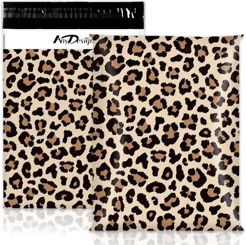 AnyDesign 100 Pcs Cheetah Poly Mailer Mailing Bag 10 x 13 Inch Leopard Self-Sealing Plastic Packaging Envelope Bag for Small Business in Saudi Arabia