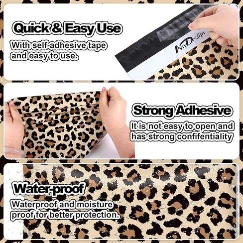 AnyDesign 100 Pcs Cheetah Poly Mailer Mailing Bag 10 x 13 Inch Leopard Self-Sealing Plastic Packaging Envelope Bag for Small Business in Saudi Arabia