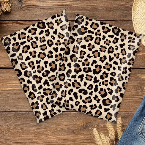 AnyDesign 100 Pcs Cheetah Poly Mailer Mailing Bag 10 x 13 Inch Leopard Self-Sealing Plastic Packaging Envelope Bag for Small Business in Saudi Arabia