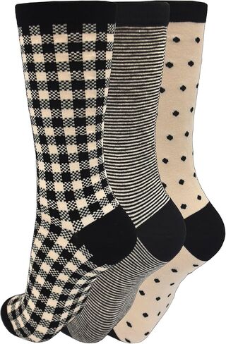 Clarks Women's Checkered Crew Socks 3 Pair, Khaki, Women's 4-10 Shoe in Saudi Arabia