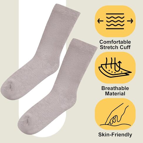 6 Pairs Linen Socks Men Thin Breathable Linen Natural Moisture-wicking Crew Socks for Men Women in Saudi Arabia