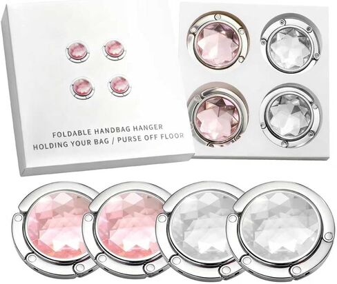 4-Pack Foldable Women's Handbag Hangers Purse Handbag Hook for Table Purse Handbag Hanger for Table Purse Handbag Holder for Table Purse Hanger Handbag Hanger (White, 4) in Saudi Arabia