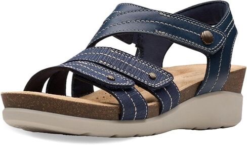 Clarks Women's Calenne Clara Wedge Sandal, Bronze Metallic Textile, 9 Wide in Saudi Arabia