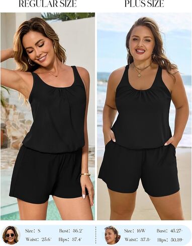 Arolina Women's Plus Size Swim Romper One Piece Swimsuits Modest Bathing Suit with Pockets (S-24W) in Saudi Arabia