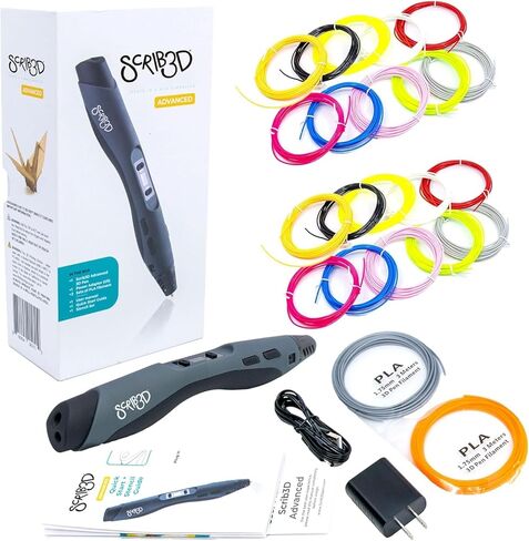 قلم طباعة ثلاثي الأبعاد متطور SCRIB3D مع لونين أساسيين وحزمة إعادة تعبئة PLA مع 10 ألوان متنوعة in Kuwait