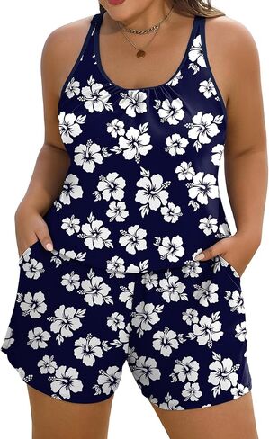 Arolina Women's Plus Size Swim Romper One Piece Swimsuits Modest Bathing Suit with Pockets (S-24W) in Saudi Arabia