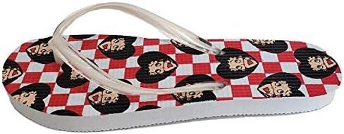 Betty Boop Women's Flip Flop Sandal Thong (White Check/Size 11) in Kuwait