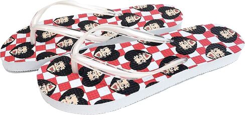 Betty Boop Women's Flip Flop Sandal Thong (White Check/Size 11) in Kuwait