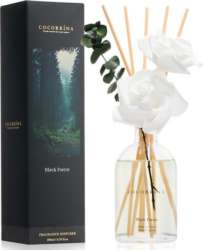 موزع روائح القصب من كوكورينا - رائحة الأوكالبتوس والطحلب، 6.76 أونصة سائلة من الزيت العطري مع 8 أعواد من القصب - عطر منزلي لديكور رف الحمام في غرفة النوم in Kuwait