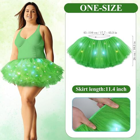 Shihanee Plus Size LED Tutu Skirts Light up Tutus 5 Layered Neon Ballet Dance Skirt for Women 80's Party Costume Glitter in Saudi Arabia