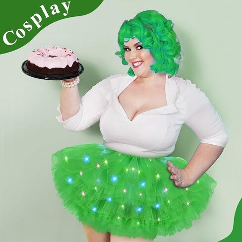 Shihanee Plus Size LED Tutu Skirts Light up Tutus 5 Layered Neon Ballet Dance Skirt for Women 80's Party Costume Glitter in Saudi Arabia