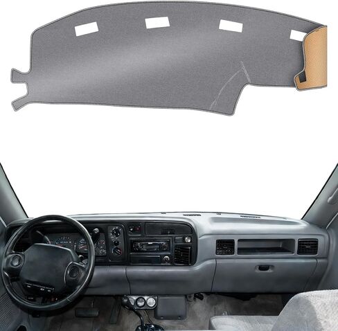 غطاء لوحة القيادة KEYOOG مناسب لـ 1997-1994 Do-dge Ram 1500 2500 3500 (لمحرك اليد اليسرى)، سجادة لوحة عدادات السيارة مضادة للوهج، وسادة مضادة للانزلاق وواقي من الشمس (رمادي) in Kuwait