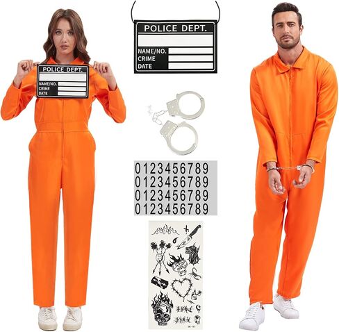 بدلة سجين للبالغين زي سجين برتقالي زي السجن الإجرامي للنساء في الهالوين in Kuwait