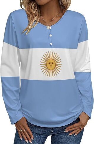Fattyeery المرأة قمصان هاواي كندا العلم قميص غير رسمي كم طويل قميص الخريف الشاطئ فضفاض بلايز عادية بلوزة ناعمة in Kuwait