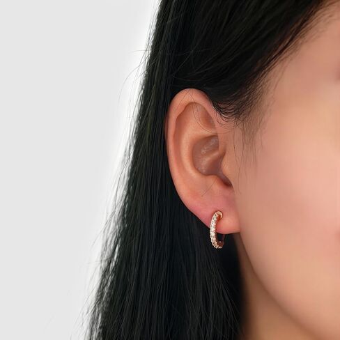 Clip On Earrings for Women 14K Gold Plated Hoop CZ Huggie Hoops Small Adjustable Non Pierced Fake Golden Earrings Invisible Hoop Clip On Earrings in Saudi Arabia