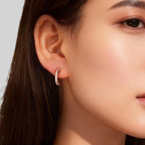 Clip On Earrings for Women 14K Gold Plated Hoop CZ Huggie Hoops Small Adjustable Non Pierced Fake Golden Earrings Invisible Hoop Clip On Earrings in Saudi Arabia