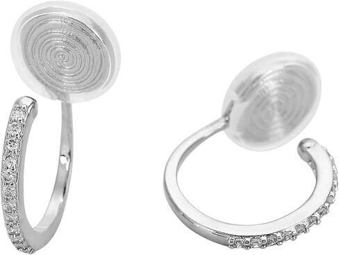 Clip On Earrings for Women 14K Gold Plated Hoop CZ Huggie Hoops Small Adjustable Non Pierced Fake Golden Earrings Invisible Hoop Clip On Earrings in Saudi Arabia