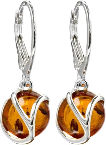 Ian and Valeri Co. Amber Sterling Silver Round Leverback Earrings in Saudi Arabia
