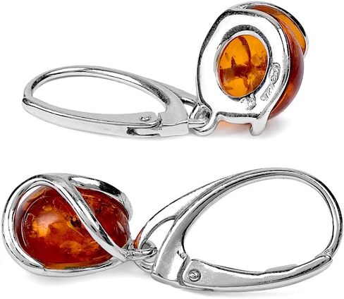Ian and Valeri Co. Amber Sterling Silver Round Leverback Earrings in Saudi Arabia