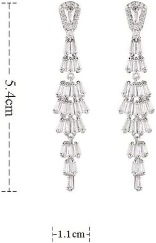 Solid Gold over S925 Sterling Silver Moissanite Tassel Earrings, Statement Long Drop Design, Elegant & Glamorous Jewelry Gift in Kuwait