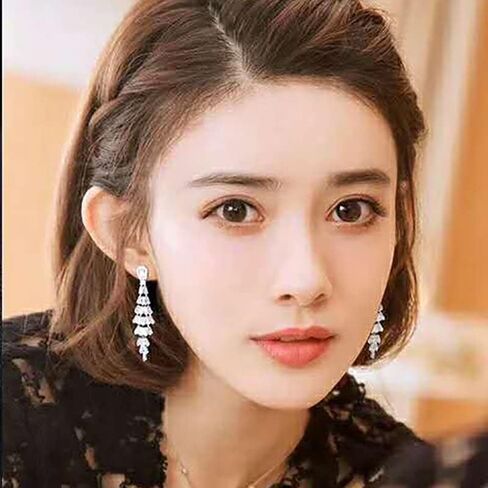 Solid Gold over S925 Sterling Silver Moissanite Tassel Earrings, Statement Long Drop Design, Elegant & Glamorous Jewelry Gift in Kuwait