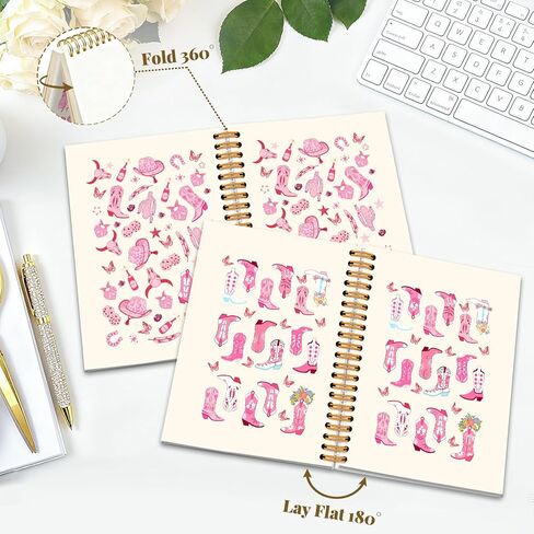 Ialtsidws Western Cowboy Spiral Journal Notebook Set, 2 Pcs Pink Cowgirl Spiral Bound Notebooks for Women Girls, Cute Journals for Student Teacher, Notepad (8.2 * 6.2") for Work, Office, School in Saudi Arabia