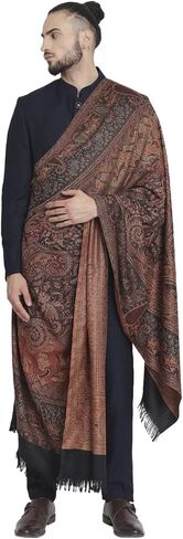 Pashtush Men's Jamawar Shawl, Faux Pashmina Free Size Black in Saudi Arabia