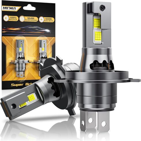 مصابيح 𝐇𝟒/𝟗𝟎𝟎𝟑/𝐇𝐁𝟐، مقاس 1:1 قابس وتشغيل غير قطبي، 6500 كلفن أبيض بارد لا حاجة إلى محول، مصابيح ضباب للطرق الوعرة، عبوة من 2 in Kuwait