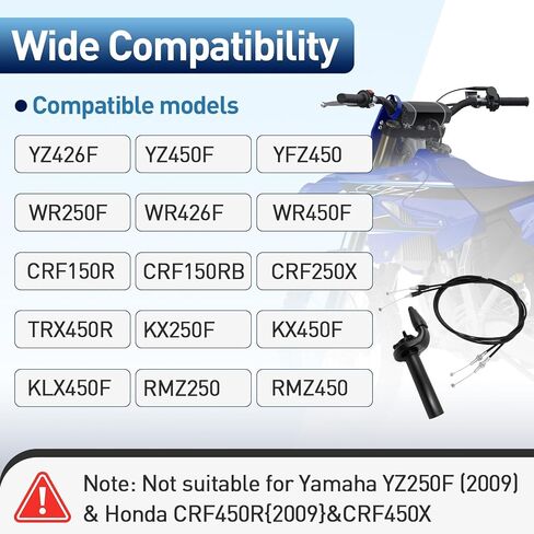 مجموعة خانق مع كابل لـ YZ WR 250F 426F 450F CRF 150R 250X KX250F KLX450F YFZ450 TRX450R، مجموعة خانق الدراجة الترابية مع كابل خانق للتشغيل السلس والاستجابة السريعة in Kuwait