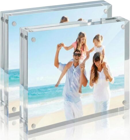 إطارات أكريليك مغناطيسية مقاس 5x7 من CATIFLIN مكونة من قطعتين، كتل إطار صورة بدون إطار واضحة مزدوجة الجوانب، إطارات صور سميكة 20 مم، عرض قائم مجاني للصور العائلية، والشهادات، والمكاتب، والأعمال الفنية in Saudi Arabia