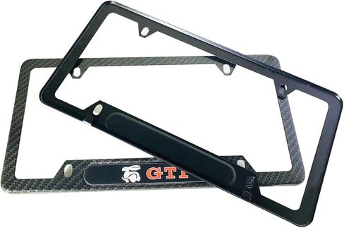 قطعتين من ألياف الكربون أرنب G-T-I إطار لوحة ترخيص السيارة غطاء حامل لسيارة VW Golf-ستانلس ستيل G-T-I (2) in Kuwait