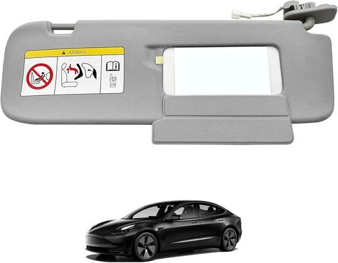 حاجب الشمس للسائق من الجانب الأيمن باللون الرمادي RH مع مرآة وإضاءة متوافق مع طراز Tesla 3؛ الموديل Y 2021 2022 استبدال 1490406-01-B; 1490406-31-أ-ي in Saudi Arabia