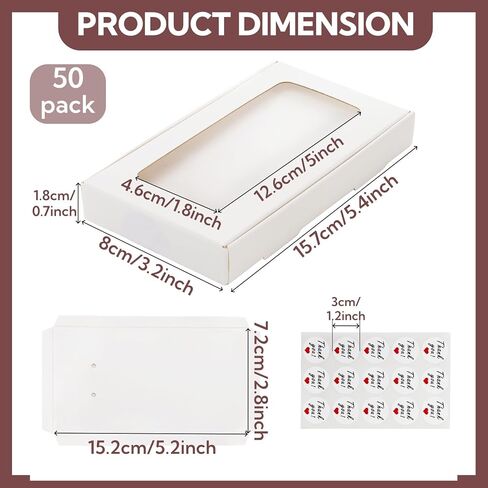 50 Pack Jewelry Packaging Boxes, 5.4'' x 3.2'' x 0.7'' Paper Necklace Gift Box with Clear Window Display Card Stickers, Sublimation Keychain Packaging Box for Bracelets, Earrings Displaying in Kuwait
