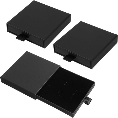 3 Pack Bracelets/Earrings/Necklace Box, 2.76x2.76x0.68in Small Cardboard Jewelry Gift Box, Little Gifts Boxes (Black) in Saudi Arabia