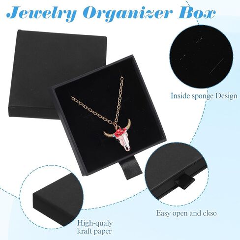 3 Pack Bracelets/Earrings/Necklace Box, 2.76x2.76x0.68in Small Cardboard Jewelry Gift Box, Little Gifts Boxes (Black) in Saudi Arabia