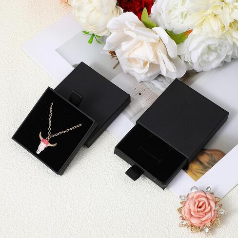 3 Pack Bracelets/Earrings/Necklace Box, 2.76x2.76x0.68in Small Cardboard Jewelry Gift Box, Little Gifts Boxes (Black) in Saudi Arabia