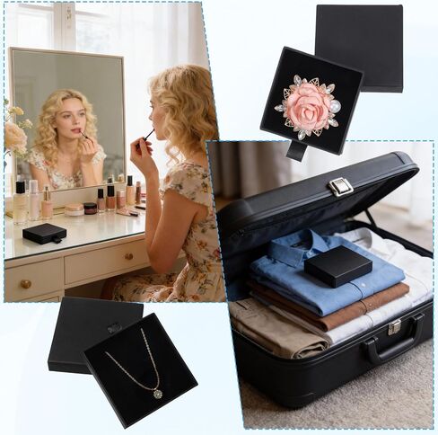 3 Pack Bracelets/Earrings/Necklace Box, 2.76x2.76x0.68in Small Cardboard Jewelry Gift Box, Little Gifts Boxes (Black) in Saudi Arabia