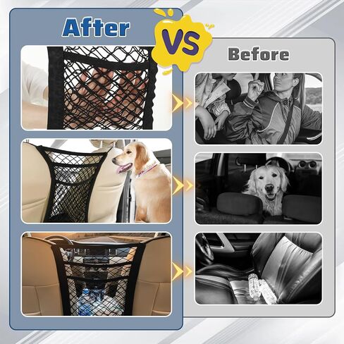 3-Layer Car Mesh Organizer, Elastic Purse Holder for Car, Dog Car-Net Barrier for Kid Pet, Cars Purse Holder Between Seats Accessories, Universal Stretchable Cars Seat Mesh Bag in Saudi Arabia