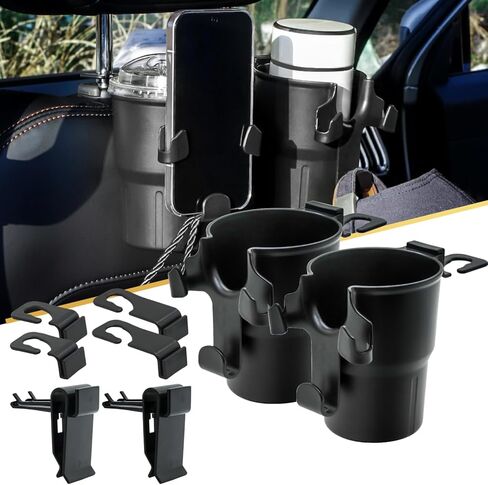 Back Seat Car Cup Holder, Multifunctional Car Headrest Organizer with Hanger for Bottles, Drinks and Coins Storage, Compatible with Cars, SUV, Trucks 2 Pack in Saudi Arabia